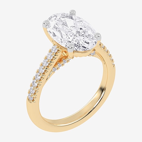 (G-H / Vs2-Si1) Womens 5 1/3 Ct. T.W. Lab Grown White Diamond 14K Gold Oval Side Stone Engagement Ring