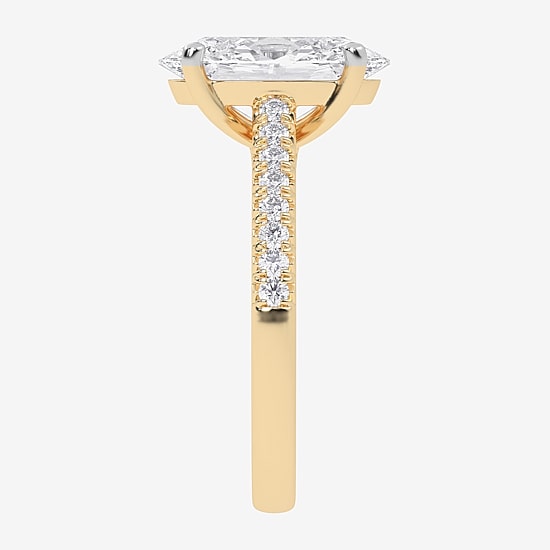 (G-H / Vs2-Si1) Womens 5 1/3 Ct. T.W. Lab Grown White Diamond 14K Gold Oval Side Stone Engagement Ring