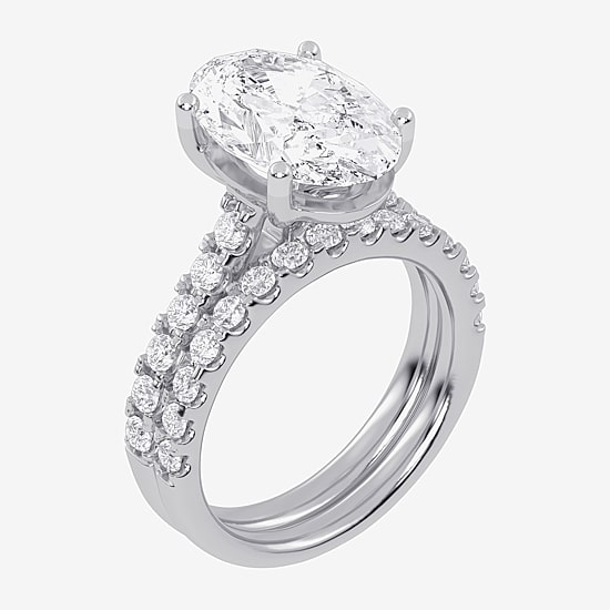 Signature By Modern Bride (G-H / Vs2-Si1) Womens 6 CT. T.W. Lab Grown White Diamond 14K Gold Side Stone Bridal Set