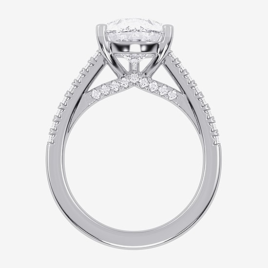 (G-H / Vs2-Si1) Womens 5 1/3 Ct. T.W. Lab Grown White Diamond 14K Gold Pear Side Stone Engagement Ring