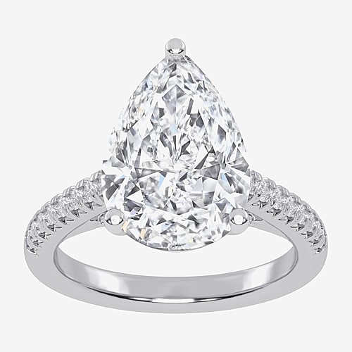 (G-H / Vs2-Si1) Womens 5 1/3 Ct. T.W. Lab Grown White Diamond 14K Gold Pear Side Stone Engagement Ring, 8, White
