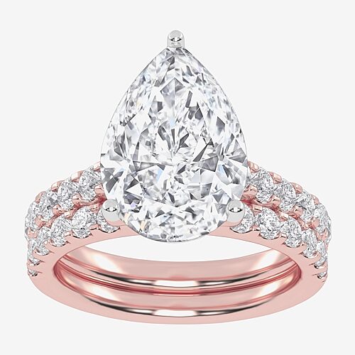 Signature By Modern Bride (G-H / Vs2-Si1) Womens 6 CT. T.W. Lab Grown White Diamond 14K Gold Side Stone Bridal Set, 9, Rose