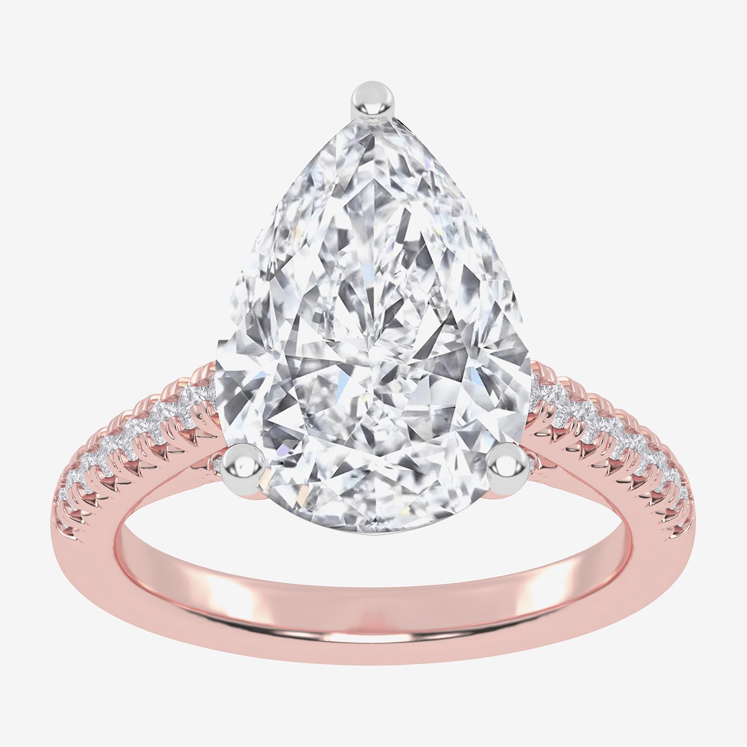 G-H / Vs2-Si1) Womens 1/3 Ct. T.W. Lab Grown White Diamond 14K Gold Pear Side Stone Engagement Ring