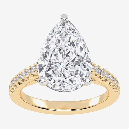 (G-H / Vs2-Si1) Womens 5 1/3 Ct. T.W. Lab Grown White Diamond 14K Gold Pear Side Stone Engagement Ring, 8, Yellow