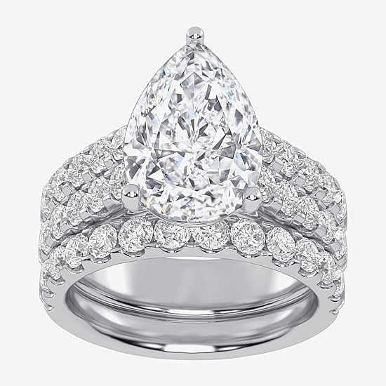 (G-H / Vs2-Si1) Womens 5 CT. T.W. Lab Grown White Diamond 14K Gold Side Stone Bridal Set