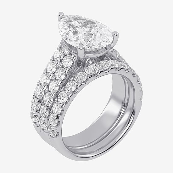(G-H / Vs2-Si1) Womens 5 CT. T.W. Lab Grown White Diamond 14K Gold Side Stone Bridal Set