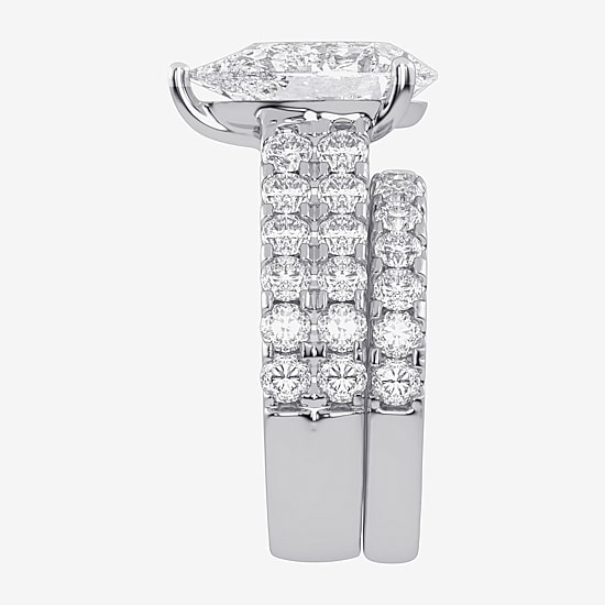 (G-H / Vs2-Si1) Womens 5 CT. T.W. Lab Grown White Diamond 14K Gold Side Stone Bridal Set