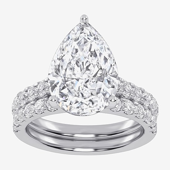 (G-H / Vs2-Si1) Womens 4 CT. T.W. Lab Grown White Diamond 14K Gold Side Stone Bridal Set