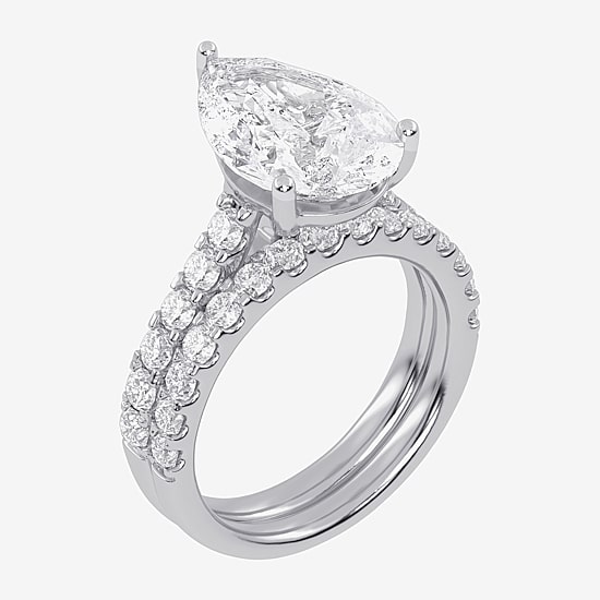 (G-H / Vs2-Si1) Womens 4 CT. T.W. Lab Grown White Diamond 14K Gold Side Stone Bridal Set