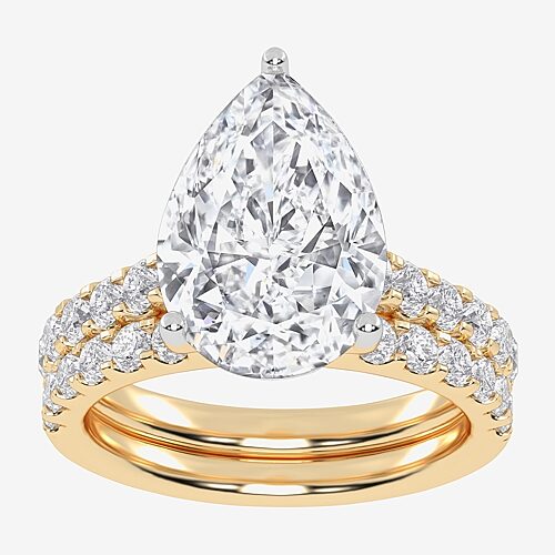 (G-H / Vs2-Si1) Womens 4 CT. T.W. Lab Grown White Diamond 14K Gold Side Stone Bridal Set, 9, Yellow