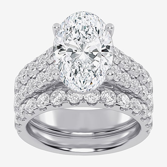 (G-H / Vs2-Si1) Womens 5 CT. T.W. Lab Grown White Diamond 14K Gold Side Stone Bridal Set