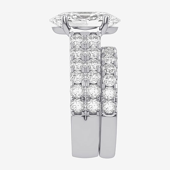(G-H / Vs2-Si1) Womens 5 CT. T.W. Lab Grown White Diamond 14K Gold Side Stone Bridal Set