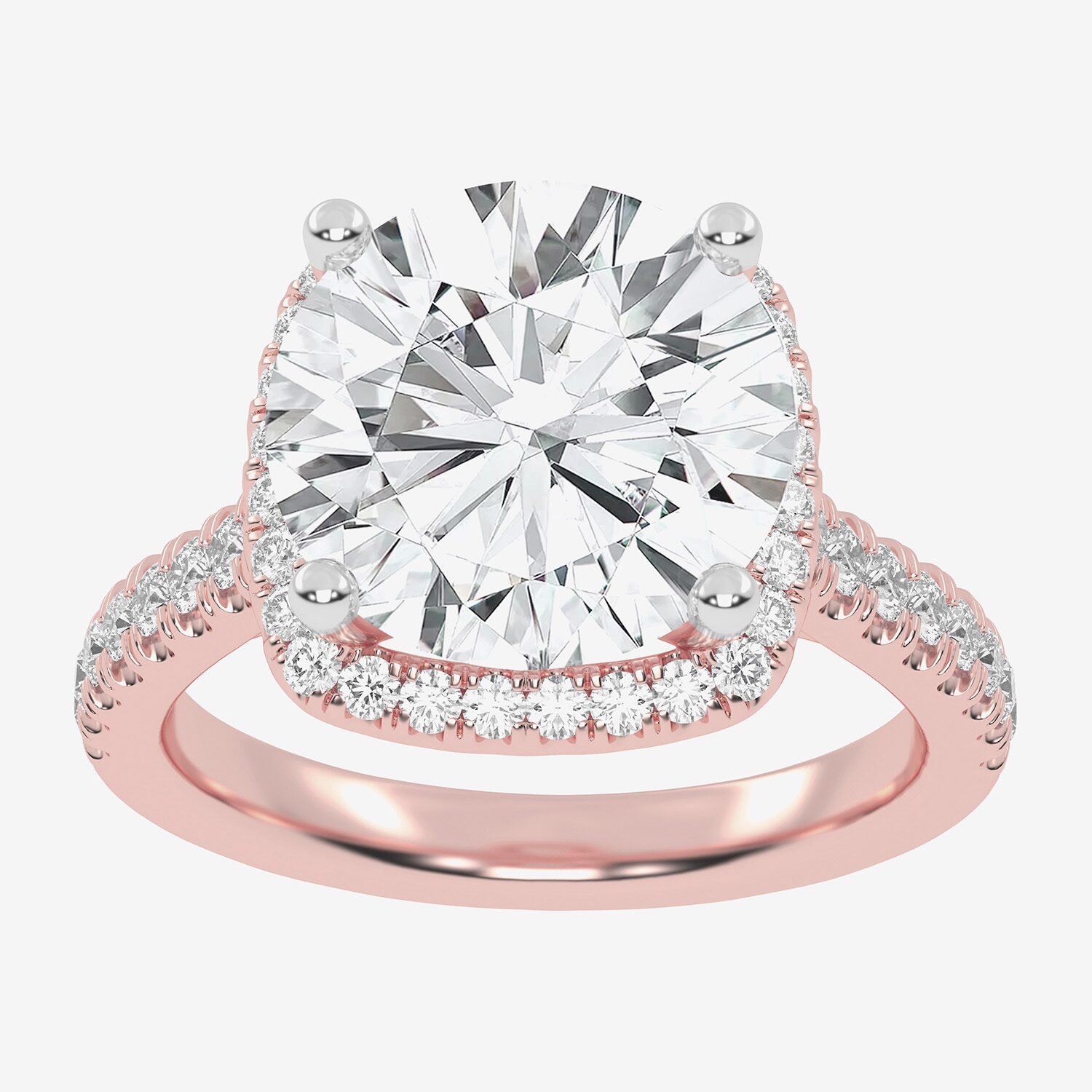 G-H / Vs2-Si1) Womens 3 1/2 CT. T.W Lab Grown White Diamond 14K Gold Round Side Stone Halo Engagement Ring