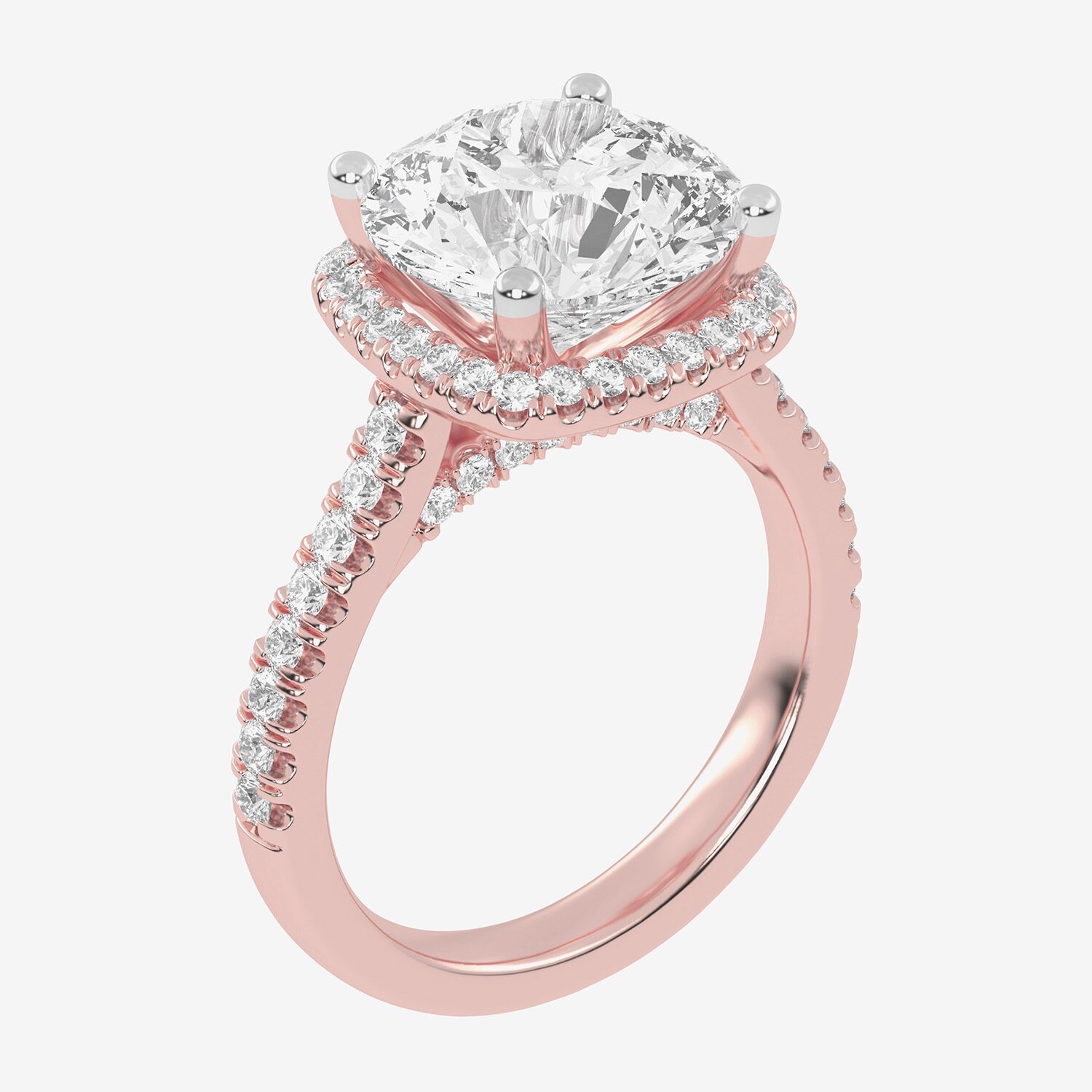 G-H / Vs2-Si1) Womens 3 1/2 CT. T.W Lab Grown White Diamond 14K Gold Round Side Stone Halo Engagement Ring