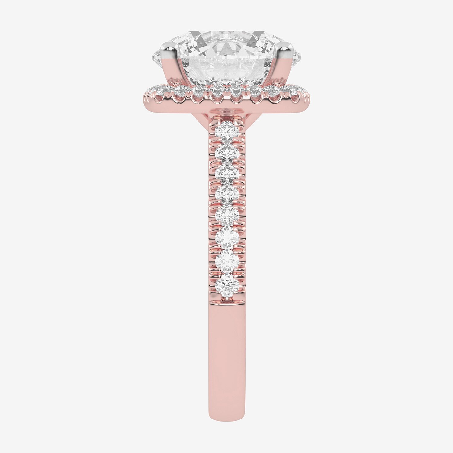 G-H / Vs2-Si1) Womens 3 1/2 CT. T.W Lab Grown White Diamond 14K Gold Round Side Stone Halo Engagement Ring