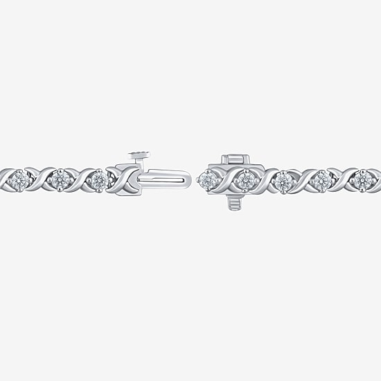 (H / I1) Womens 2 CT. T.W. Lab Grown White Diamond Sterling Silver 7.25 Inch Tennis Bracelet