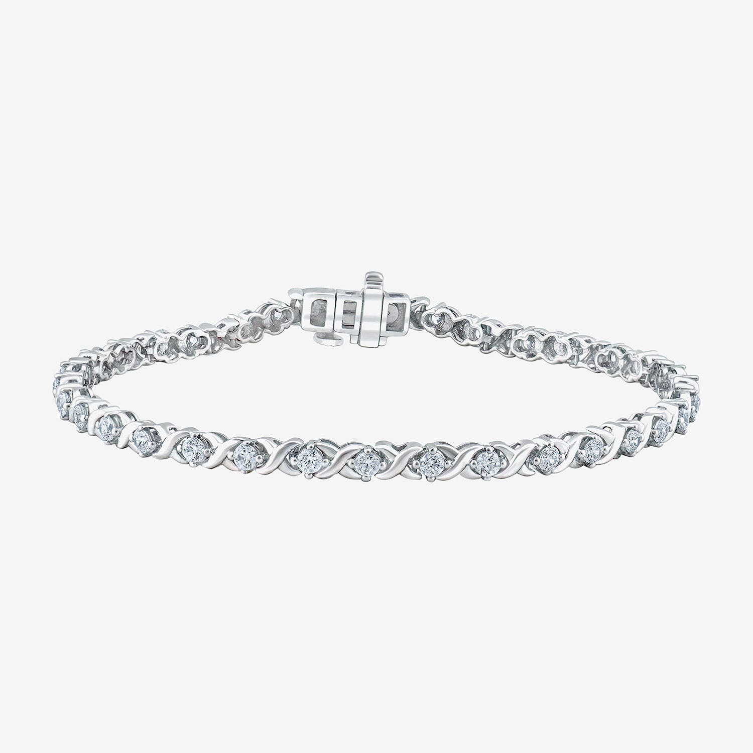 (H / I1) Womens 2 CT. T.W. Lab Grown White Diamond Sterling Silver 7.25 Inch Tennis Bracelet