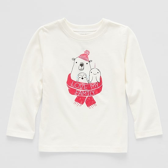 Okie Dokie Toddler & Little Boys Crew Neck Long Sleeve Regular Fit Graphic T-Shirt