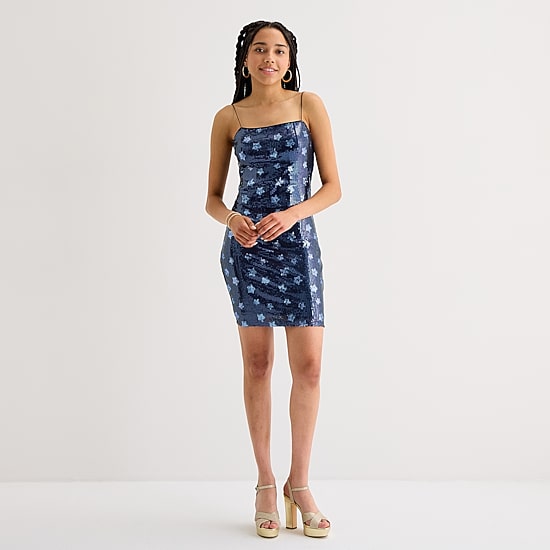 by&by Star Womens Juniors Square Neck Sleeveless Bodycon Dress
