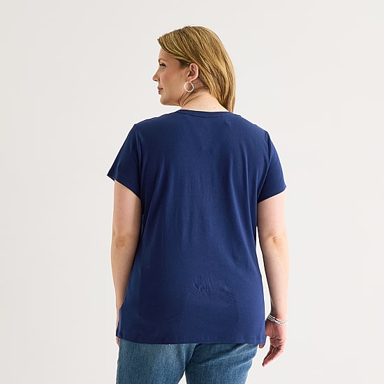 St. John's Bay Womens Plus V Neck Short Sleeve T-Shirt