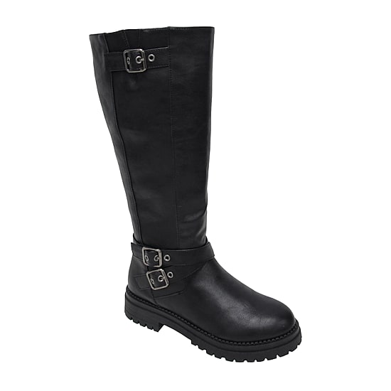 Pop Womens Baldwin Flat Heel Motorcycle Boots