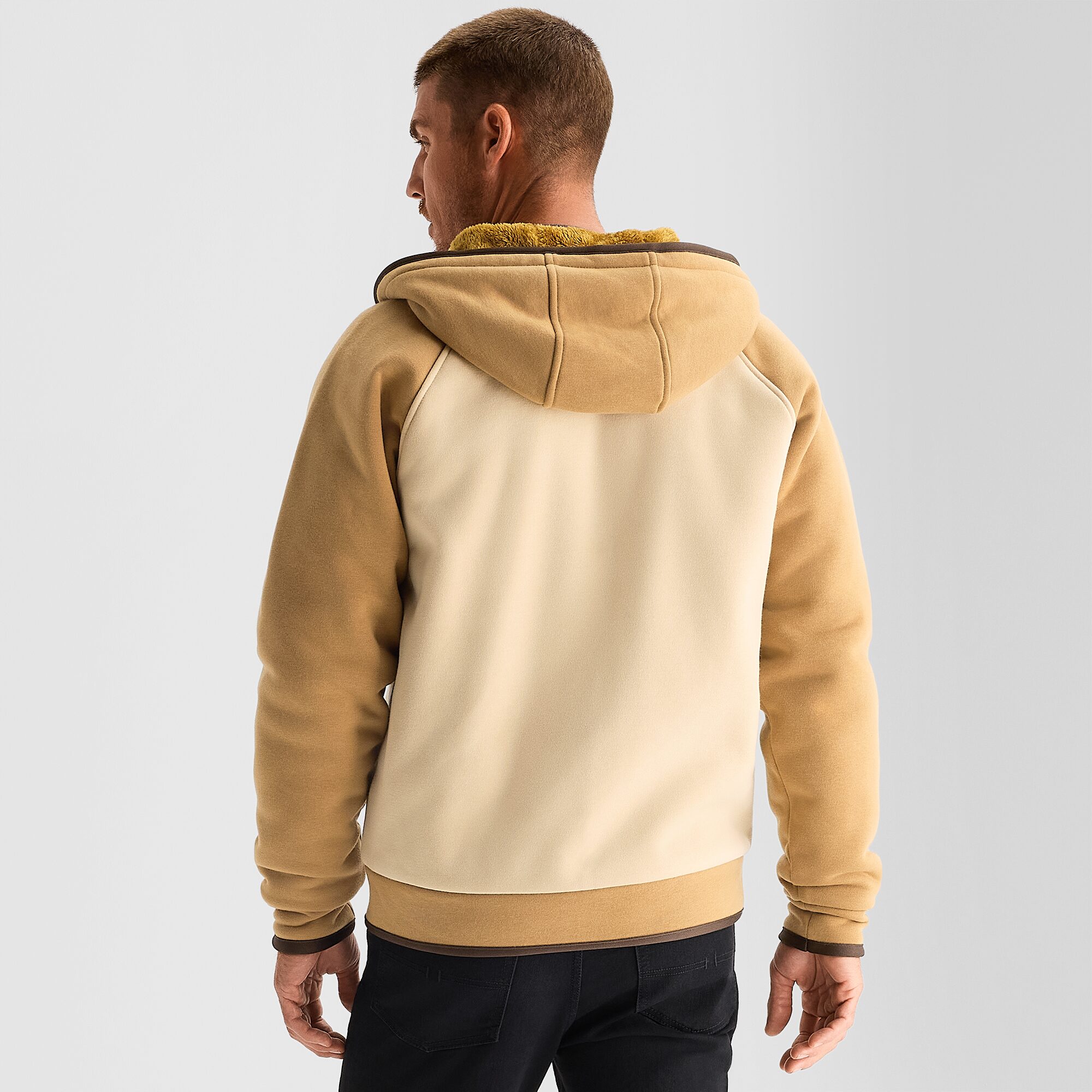 U.S. Polo Assn. Colorblock Sherpa Mens Long Sleeve Embroidered Fleece Zipper Hoodie