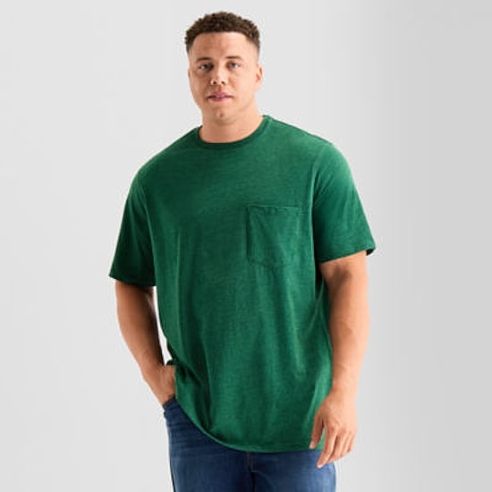 St. John's Bay Super Soft Pocket Mens Crew Neck Short Sleeve Quick Dry Big and Tall T-Shirt