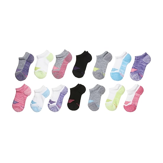 Hanes Ultimate Little & Big Kid Girls 14 Pair No Show Socks
