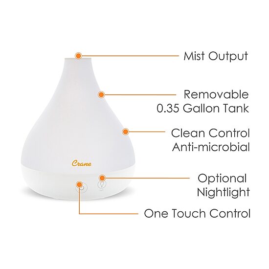 Crane 2-In-1 Personal 0.35 Gallon Ultrasonic Cool Mist Humidifier & Aroma Diffuser