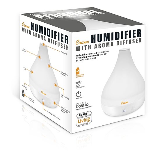 Crane 2-In-1 Personal 0.35 Gallon Ultrasonic Cool Mist Humidifier & Aroma Diffuser