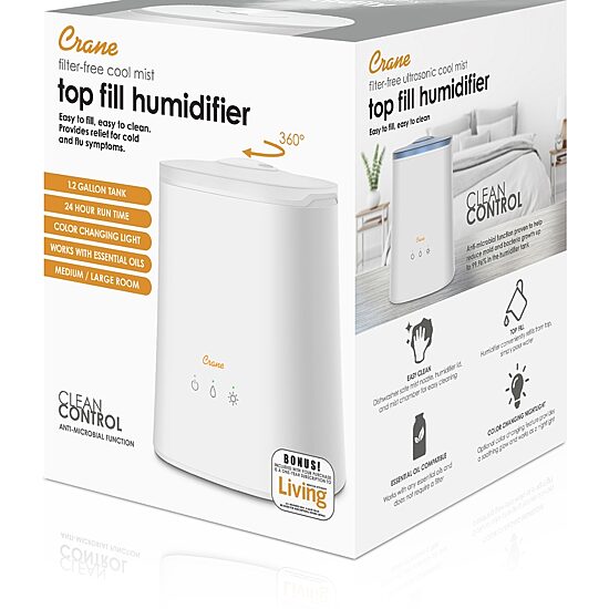 Crane 2-In-1 1.2 Gallon Ultrasonic Cool Mist Humidifier & Aroma Diffuser