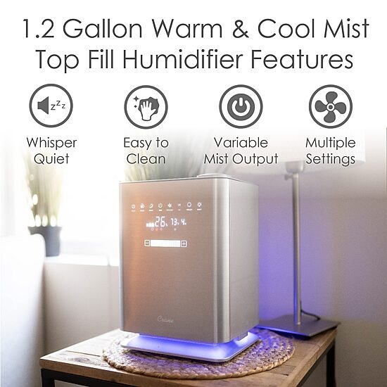 Crane 1.2 Gallon Ultrasonic Warm & Cool Mist Humidifier w/ Remote