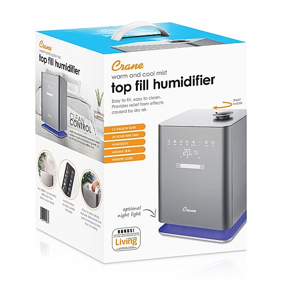 Crane 1.2 Gallon Ultrasonic Warm & Cool Mist Humidifier w/ Remote