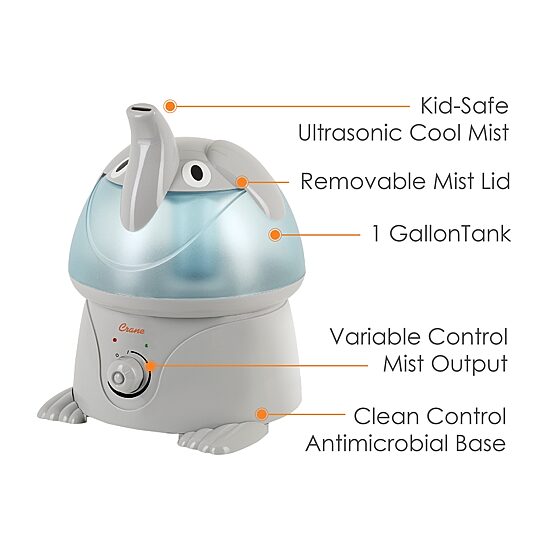 Crane  1 Gallon Ultrasonic Cool Mist Humidifier - Elephant