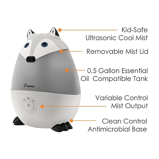 Crane Mini 0.5 Gallon Ultrasonic Cool Mist Humidifier - Fox