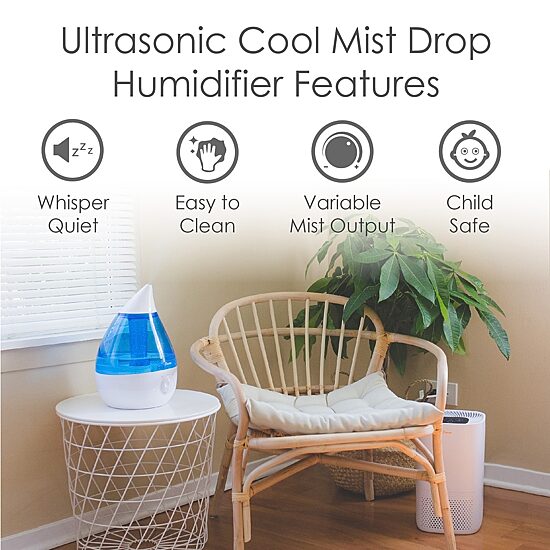 Crane Drop 1 Gallon Ultrasonic Cool Mist Humidifier - Blue/White