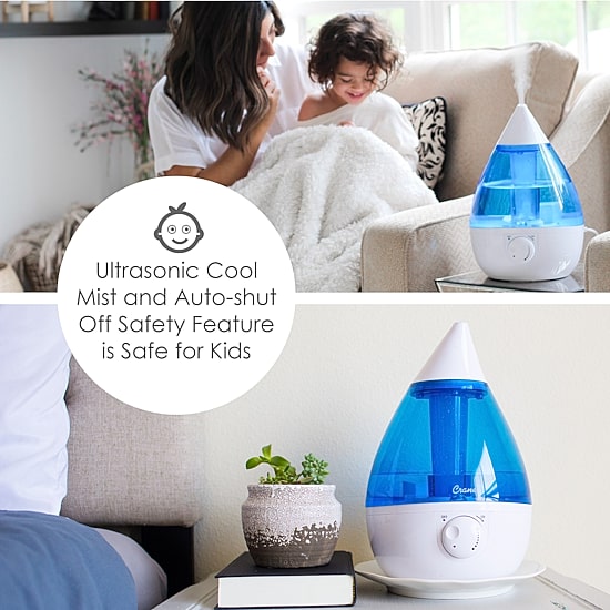 Crane Drop 1 Gallon Ultrasonic Cool Mist Humidifier - Blue/White