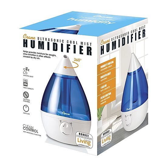 Crane Drop 1 Gallon Ultrasonic Cool Mist Humidifier - Blue/White