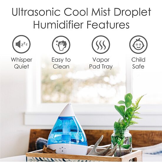 Crane Droplet 0.5 Gallon Ultrasonic Cool Mist Humidifier - Blue/White