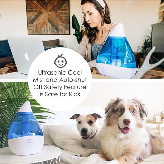 Crane Droplet 0.5 Gallon Ultrasonic Cool Mist Humidifier - Blue/White