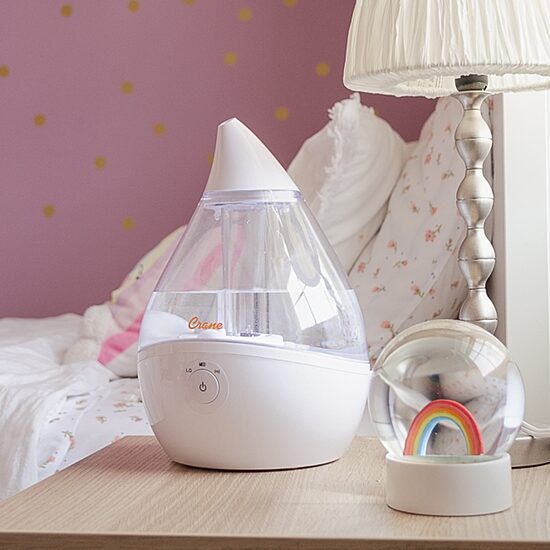 Crane Droplet 0.5 Gallon Ultrasonic Cool Mist Humidifier - Clear/White