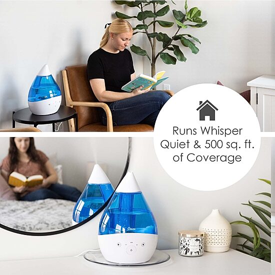 Crane 4-In-1 Top Fill 1 Gallon Cool Mist Humidifier with Sound Machine - Blue/White