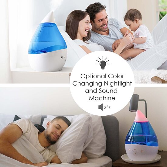 Crane 4-In-1 Top Fill 1 Gallon Cool Mist Humidifier with Sound Machine - Blue/White