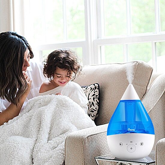 Crane 4-In-1 Top Fill 1 Gallon Cool Mist Humidifier with Sound Machine - Blue/White