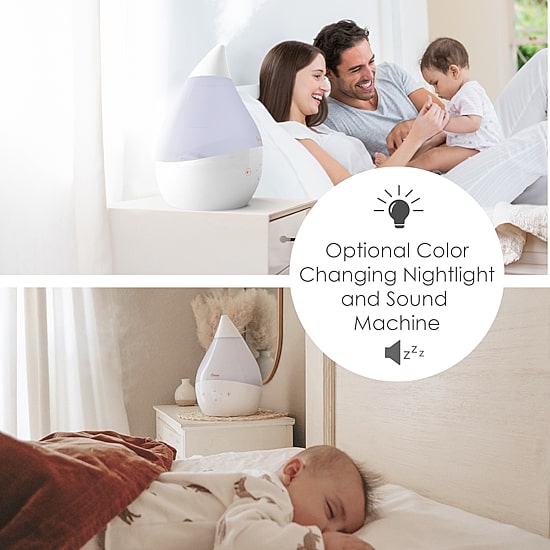 Crane 4-In-1 Top Fill 1 Gallon Cool Mist Humidifier with Sound Machine - White