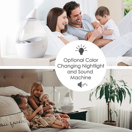 Crane 4-In-1 Top Fill 1 Gallon Cool Mist Humidifier with Sound Machine - Clear/White