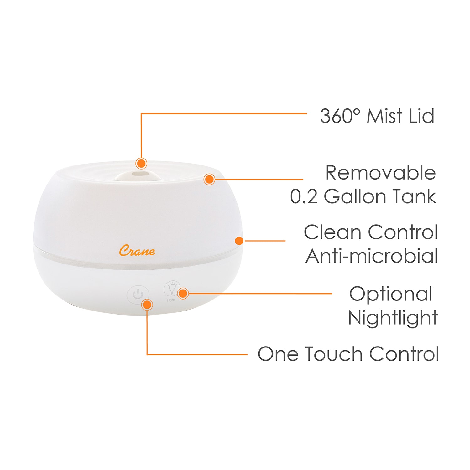 Crane 2-In-1 Personal 0.2 Gallon Ultrasonic Cool Mist Humidifier & Aroma Diffuser