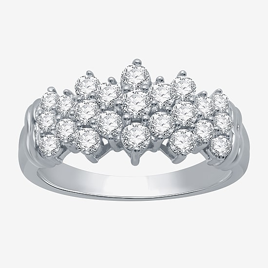 (G-H / SI2-I1) Womens 1 CT. T.W. Lab Grown White Diamond 10K White or Yellow Gold Cocktail Ring
