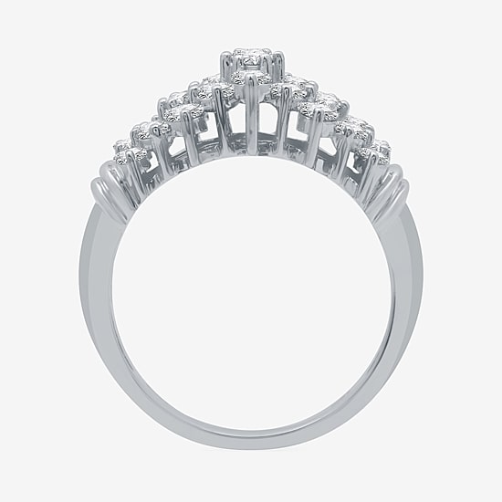(G-H / SI2-I1) Womens 1 CT. T.W. Lab Grown White Diamond 10K White or Yellow Gold Cocktail Ring