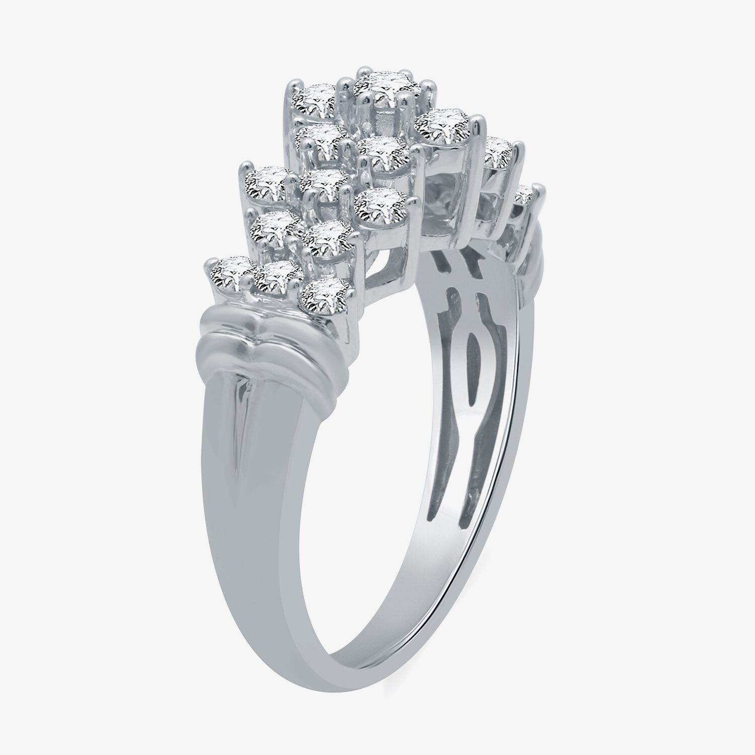 (G-H / SI2-I1) Womens 1 CT. T.W. Lab Grown White Diamond 10K or Yellow Gold Cocktail Ring